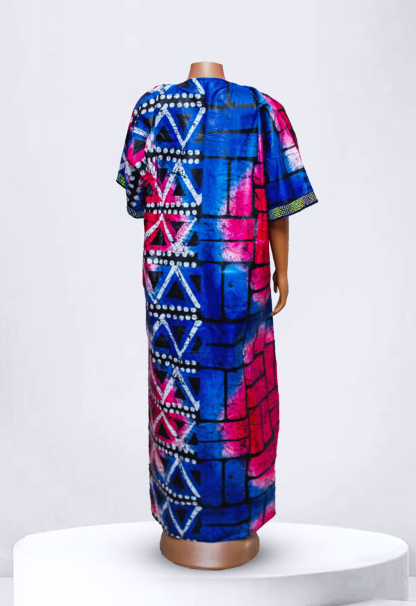 Tye and Dye Design Pattern Adire Kampala Long Gown - Image 2