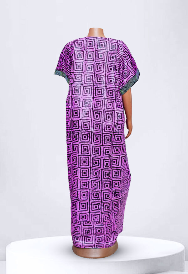 Purple Square Pattern Adire kampala Long Gown - Image 2