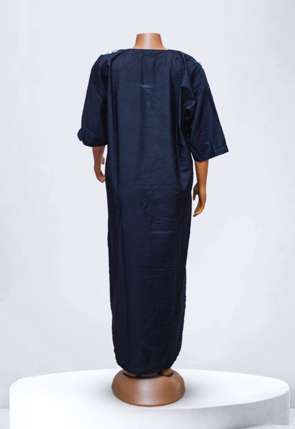 Blue/White Pattern Adire Kampala Long Gown - Image 2