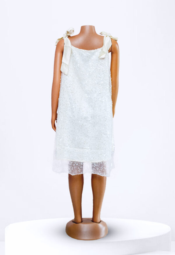 White Sequin Short Dress - Image 2