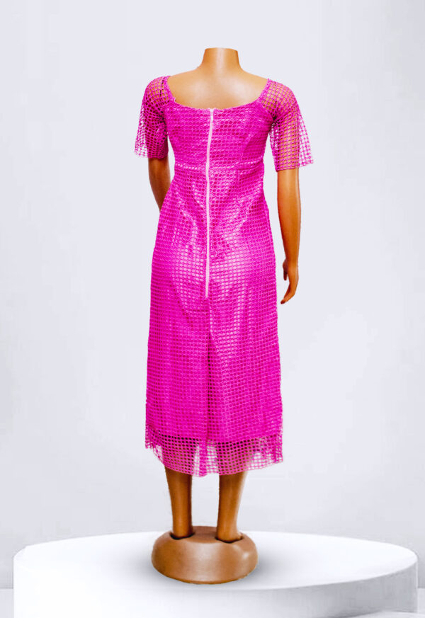 Hot Pink Lace Sleeve lace Maxi Dress - Image 2