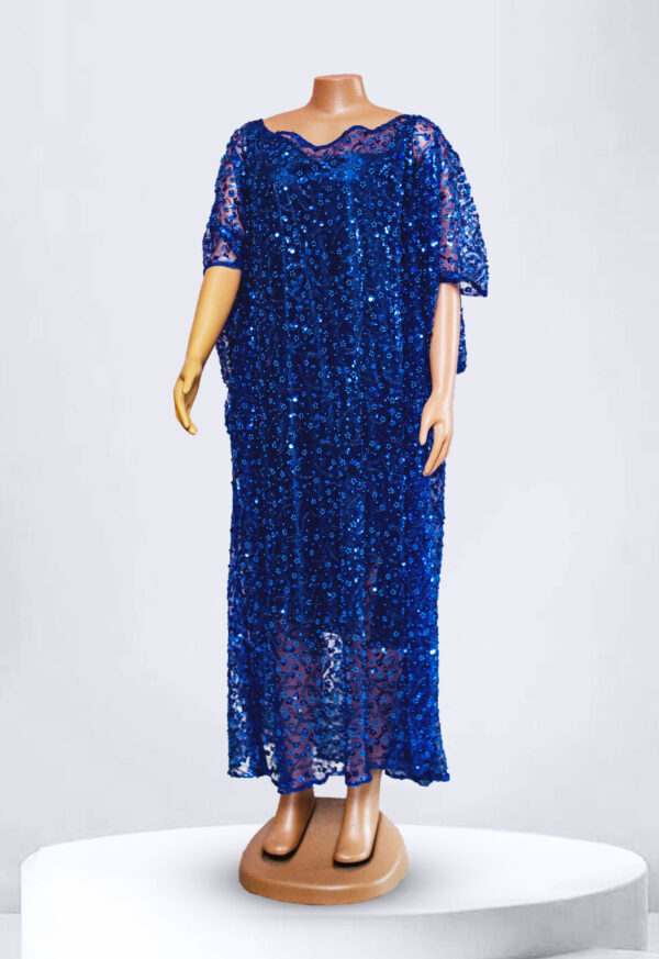 Navy Blue Squin Maxi Dress With Inner