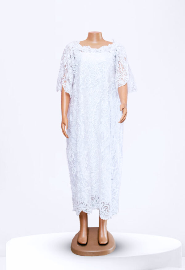 White Embroidered Lace Maxi Dress