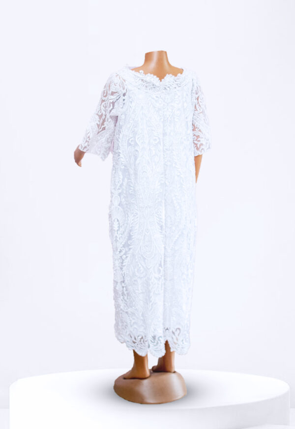 White Embroidered Lace Maxi Dress - Image 2