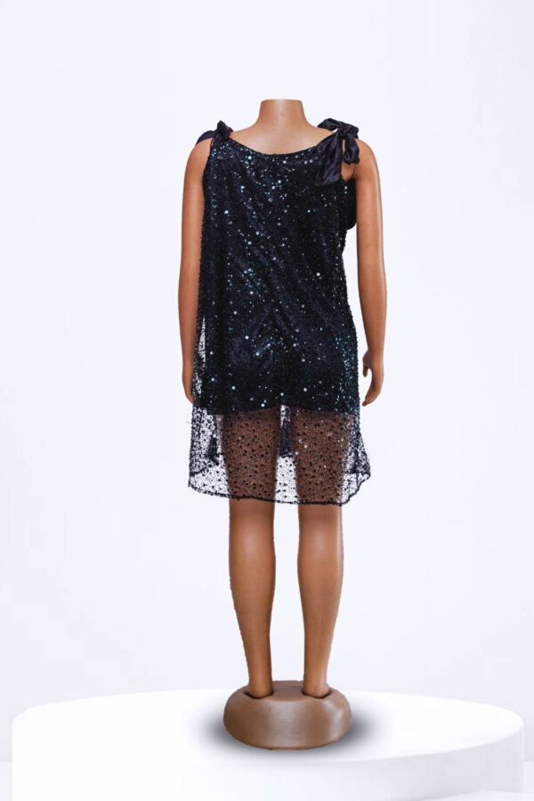 Black Sequin Short Dress - Image 2