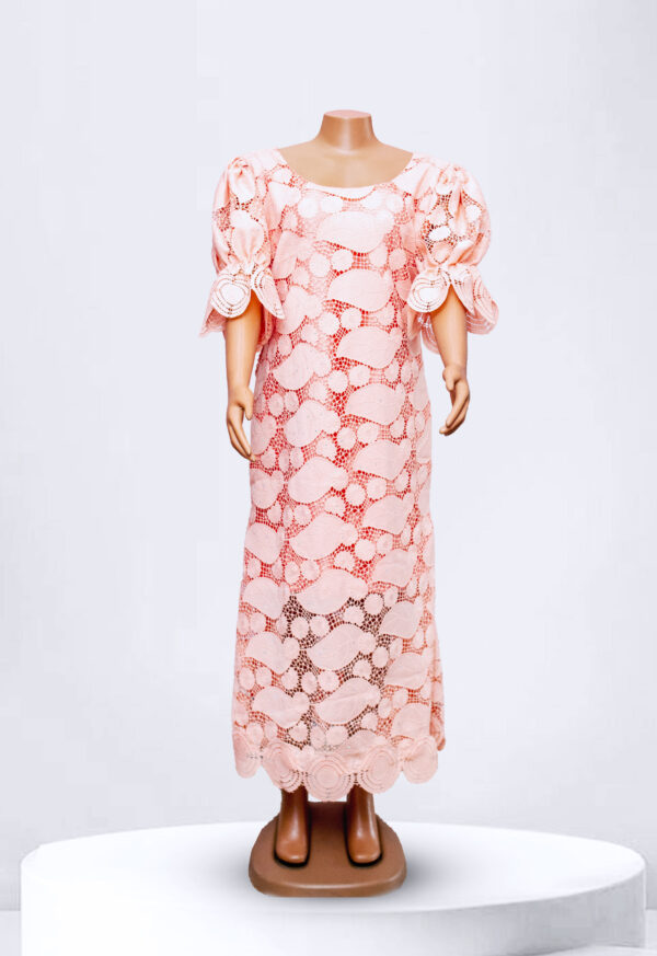 Spring Peach Lace Maxi Dress