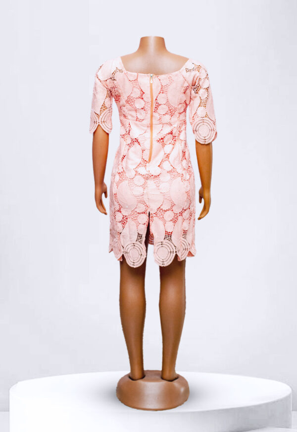 Spring Peach Lace Short Dress - Image 2