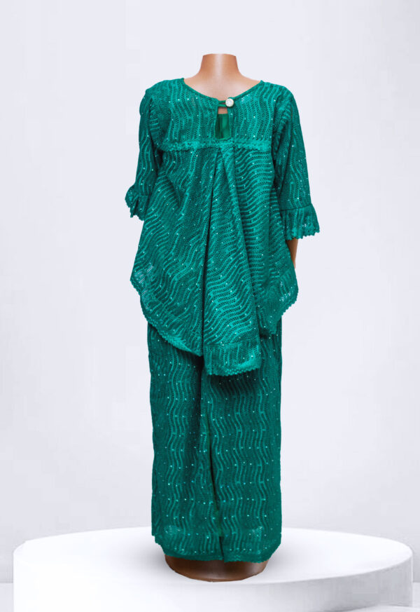 Elegant Forest Green Maxi Skirt & Blouse - Image 2