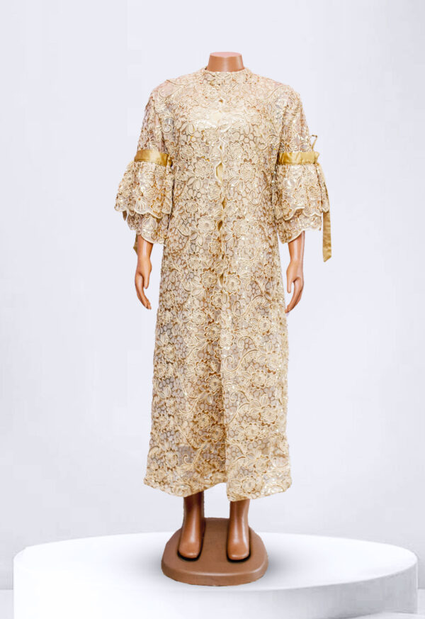 Golden Lace Maxi Gown