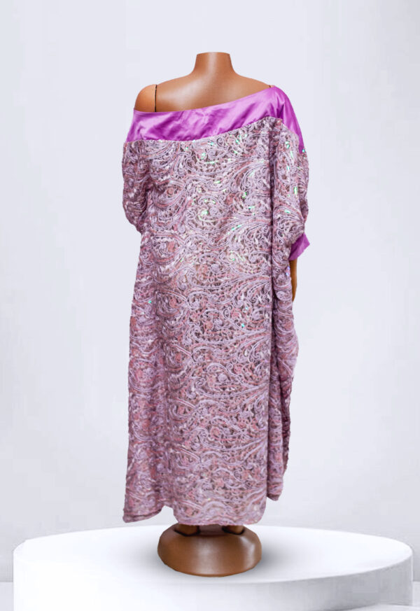 Purple Off Shoulder Lace Maxi Gown - Image 2