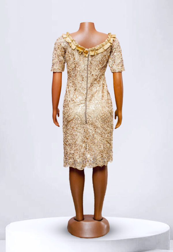 Elegant Golden Mid Dress - Image 2