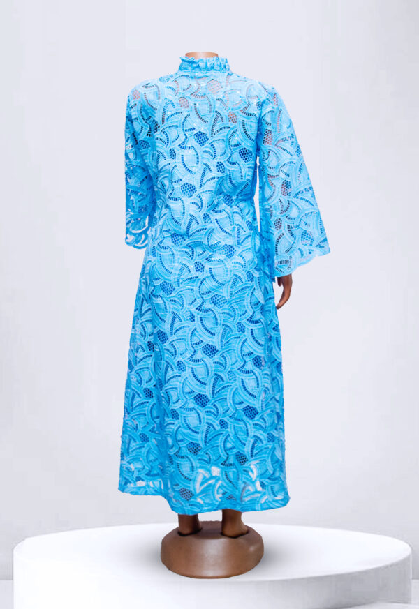 Sky Blue Long Sleeved Closed Chest Maxi Dress - Image 2