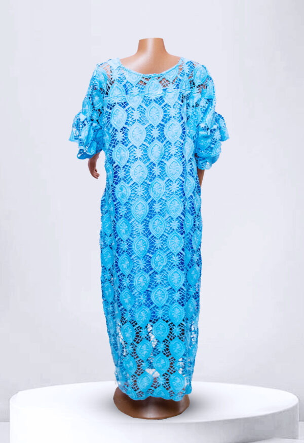 Sky Blue Lace Maxi Gown - Image 2