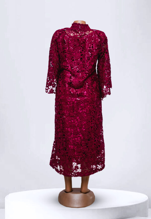 Burgandy Lace Maxi Dress - Image 2