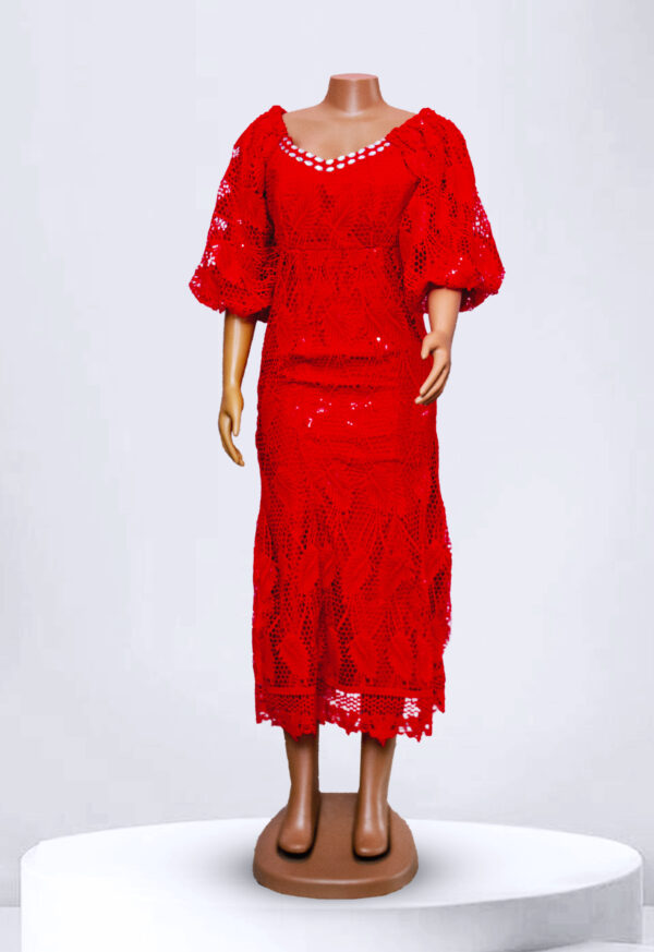 Elegant Red Lace Maxi Dress