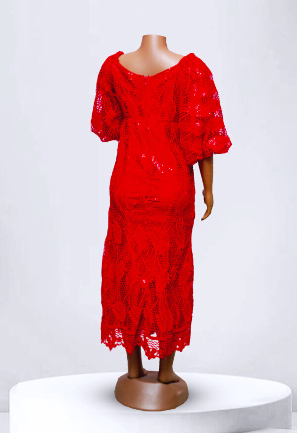 Elegant Red Lace Maxi Dress - Image 2