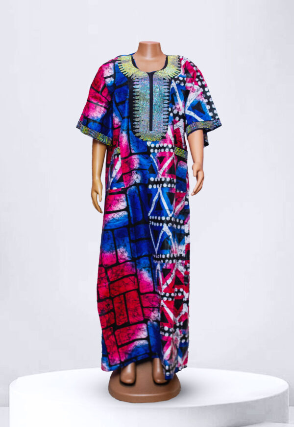 Tye and Dye Design Pattern Adire Kampala Long Gown