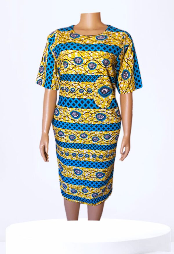 Ankara Short gown (Gold/Blue)