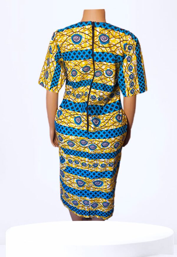 Ankara Short gown (Gold/Blue)