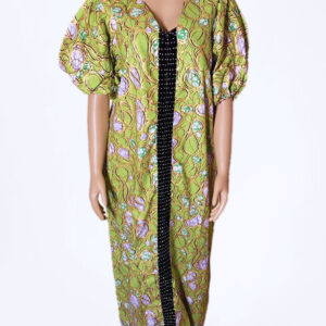 Stoned Ankara Gown with Ballon Sleeve