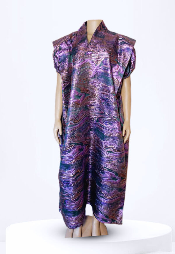 Purple Kaftan Bubu with Front Pleat