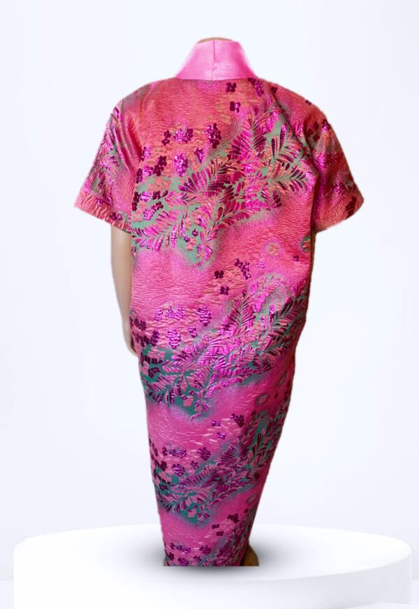 Kaftan Brocade Bubu with Aso Oke Collar and Front Slit - Image 2