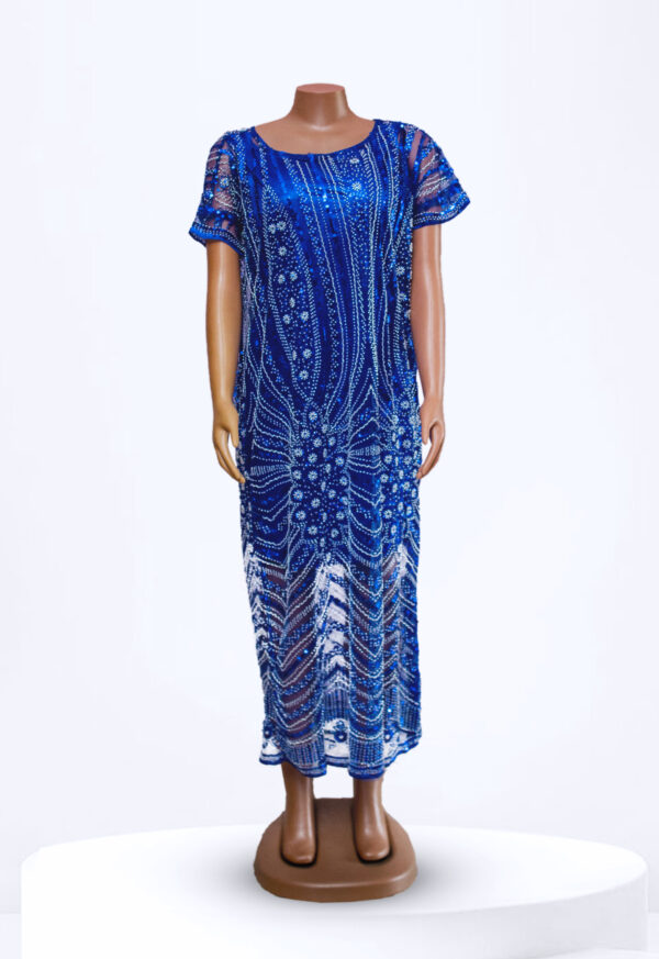 Navy-Blue Squin Maxi Dress