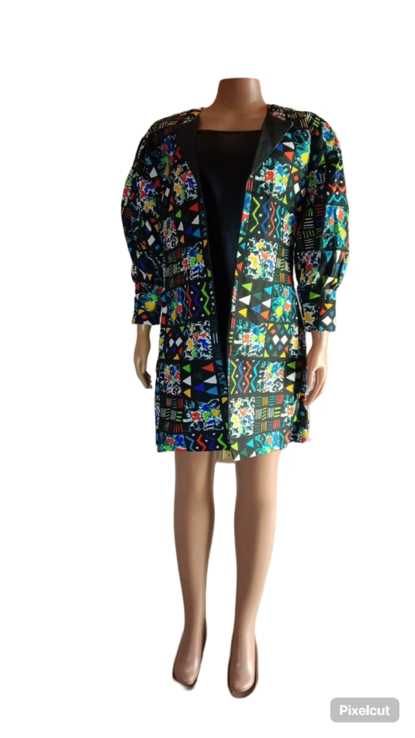 African Women Coat Ankara Print Long Jacket Wax 01