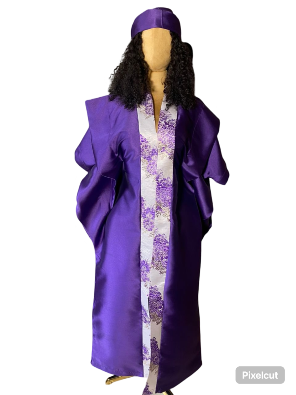 Kaftan Bubu With Pleated Shoulder and Tight Waist (Purple)