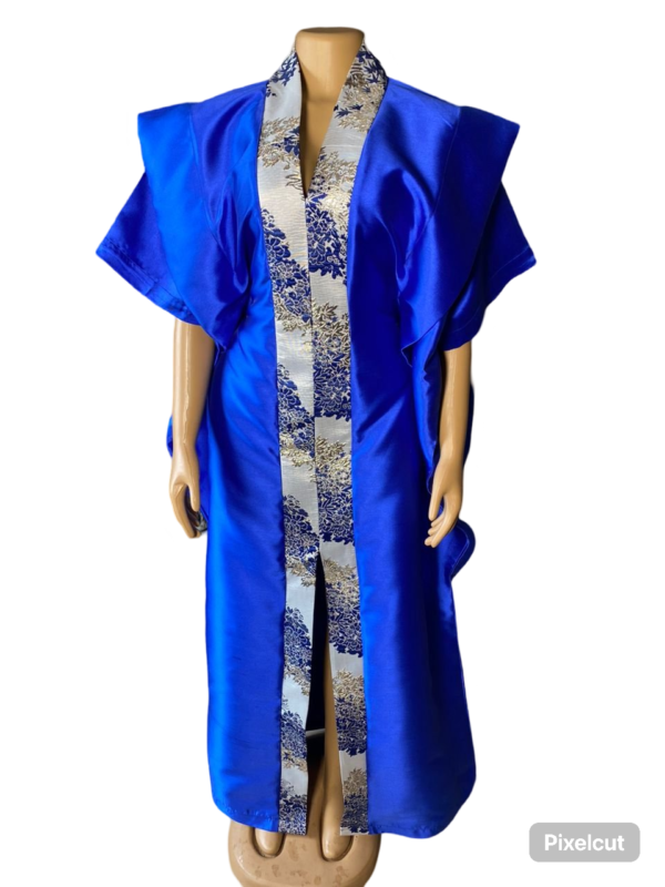 Kaftan Bubu With Pleated Shoulder and Tight Waist (Blue)