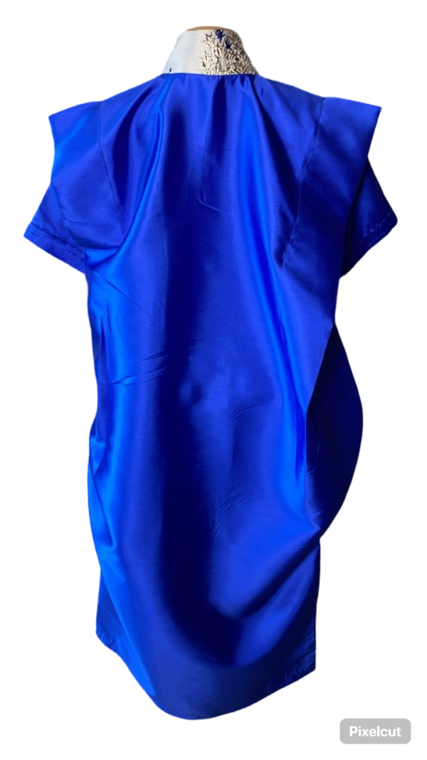 Kaftan Bubu With Pleated Shoulder and Tight Waist (Blue) - Image 2