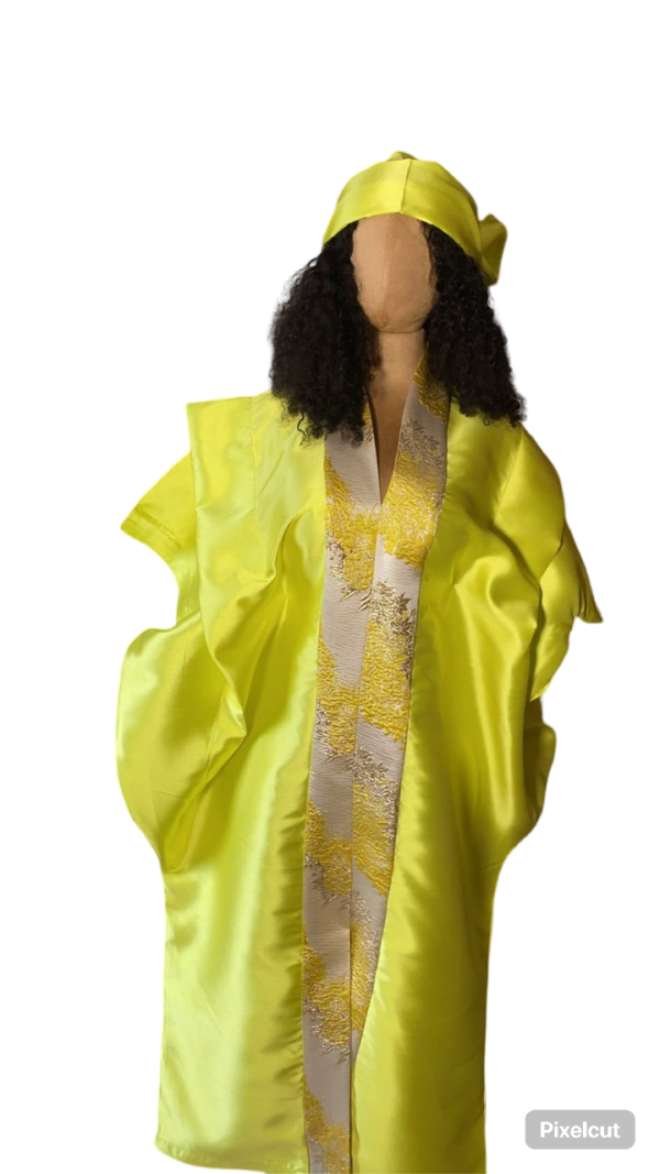 Kaftan Bubu With Pleated Shoulder and Tight Waist (Yellow)