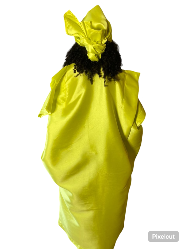 Kaftan Bubu With Pleated Shoulder and Tight Waist (Yellow) - Image 2