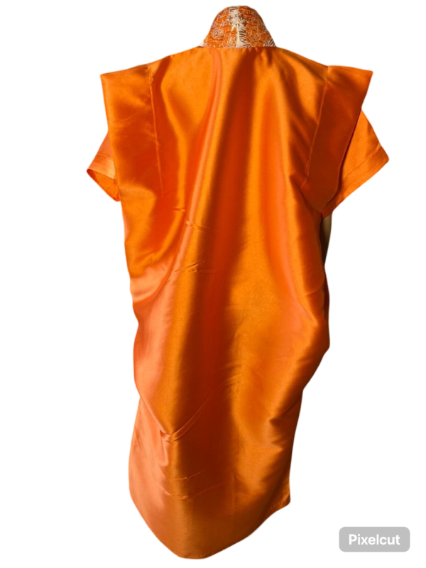 Kaftan Bubu With Pleated Shoulder and Tight Waist (Orange) - Image 2