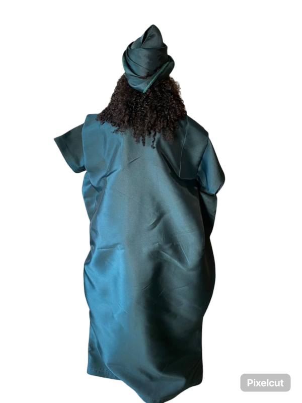 Kaftan Bubu With Pleated Shoulder and Tight Waist (Green) - Image 2