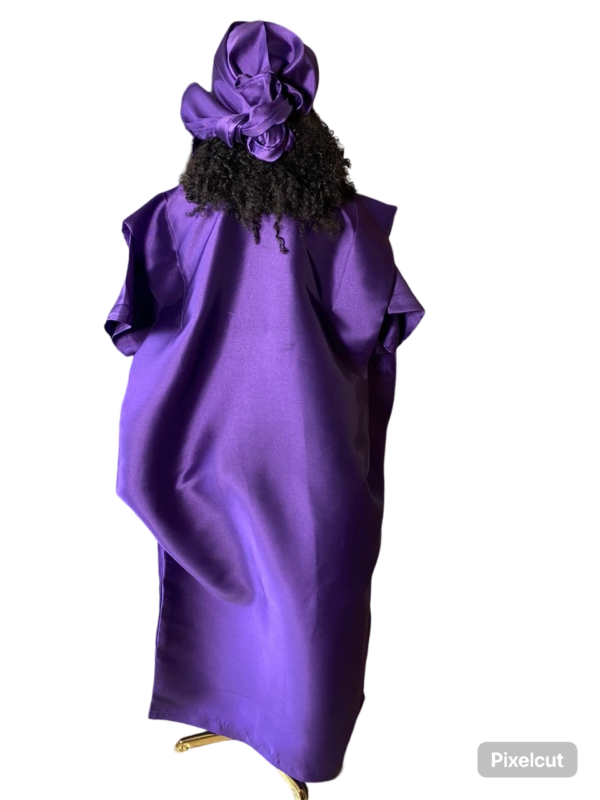 Kaftan Bubu With Pleated Shoulder and Tight Waist (Purple) - Image 2